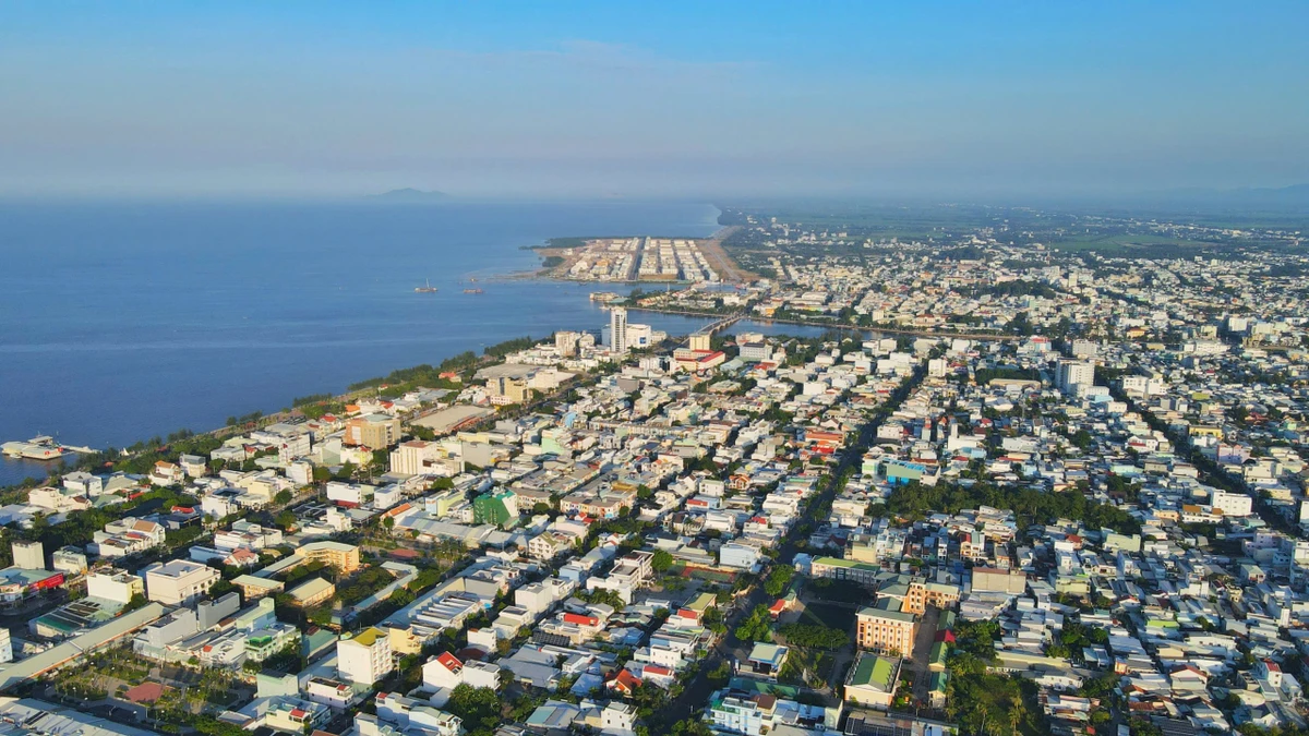 Một góc phường Rạch Giá, tỉnh An Giang nhìn từ trên cao