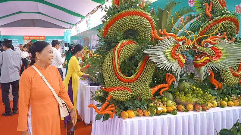 Trưng bày nông sản xã Phú Hựu, tỉnh Đồng Tháp.