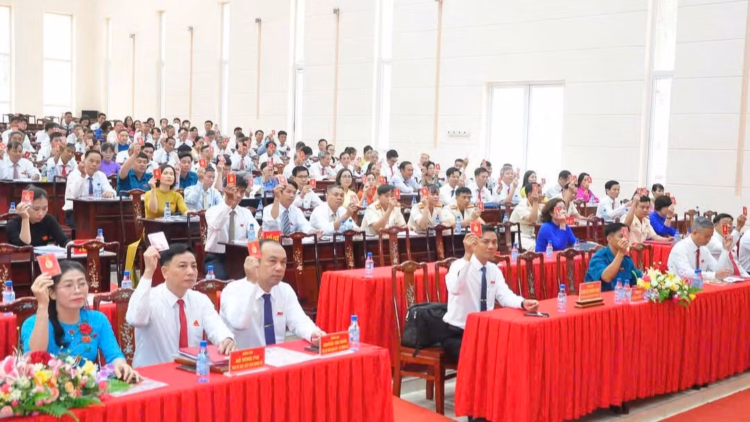 Các đại biểu dự Đại hội biểu quyết thông qua Nghị quyết