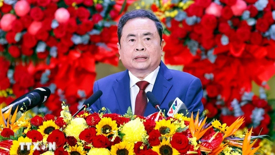 Chủ tịch Quốc hội Trần Thanh Mẫn phát biểu chỉ đạo Đại hội. (Ảnh: TTXVN)