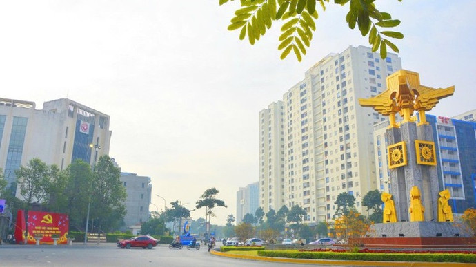 Tuyên truyền trực quan tại khu vực trung tâm phường Võ Cường.