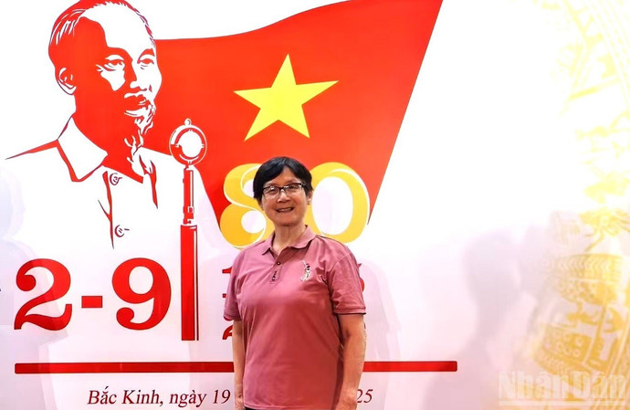 Bà Vương Phong tại Lễ kỷ niệm 80 năm Quốc khánh Việt Nam tổ chức tại Bắc Kinh.