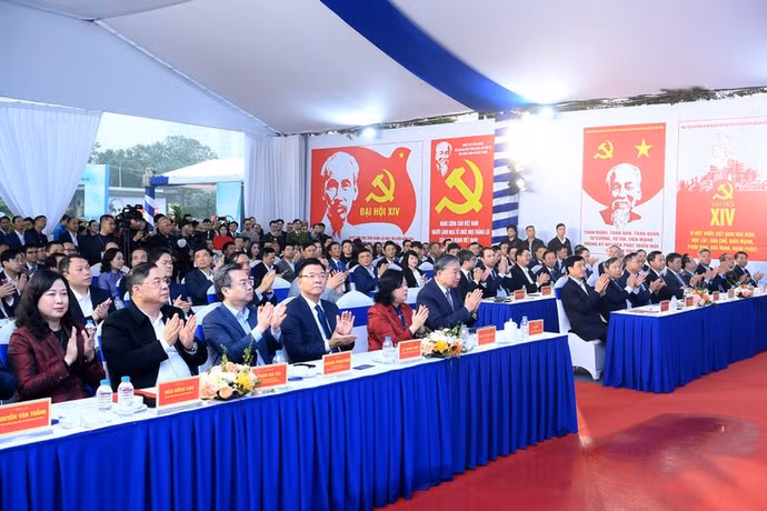 Tổng Bí thư Tô Lâm và các đại biểu dự lễ khởi công.