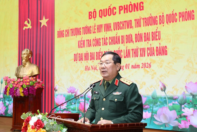 Thượng tướng Lê Huy Vịnh phát biểu chỉ đạo tại buổi kiểm tra.