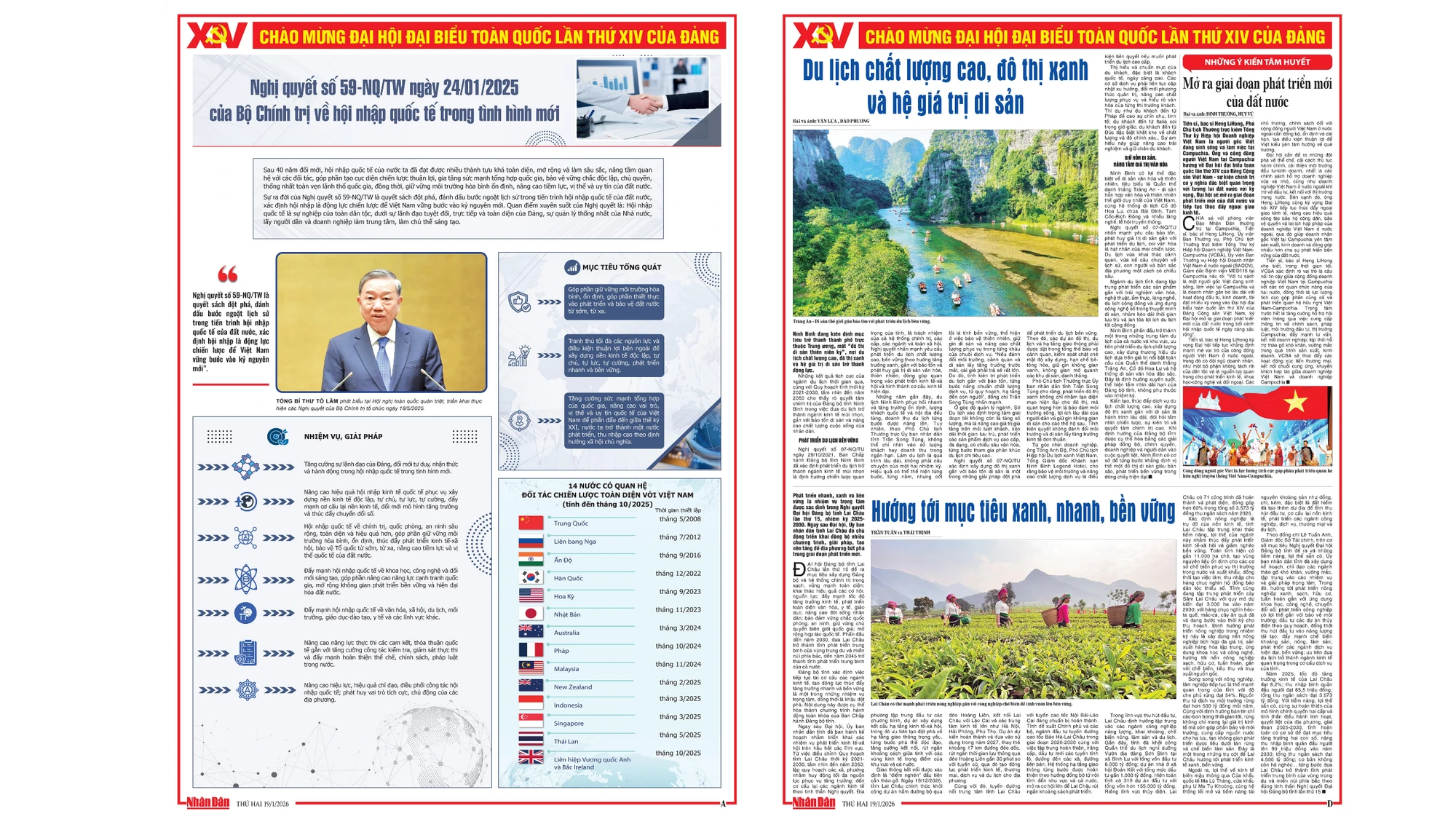 Phụ trương Đại hội đại biểu toàn quốc lần thứ XIV của Đảng - Ngày 19/1/2026