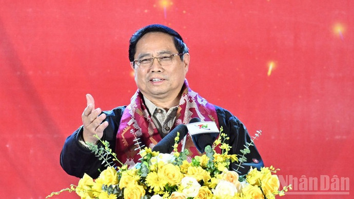 Thủ tướng Phạm Minh Chính phát biểu ý kiến tại buổi lễ. (Ảnh: Trần Hải)