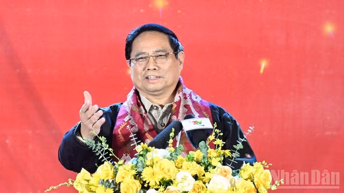 Thủ tướng Phạm Minh Chính phát biểu ý kiến tại buổi lễ. (Ảnh: Trần Hải)