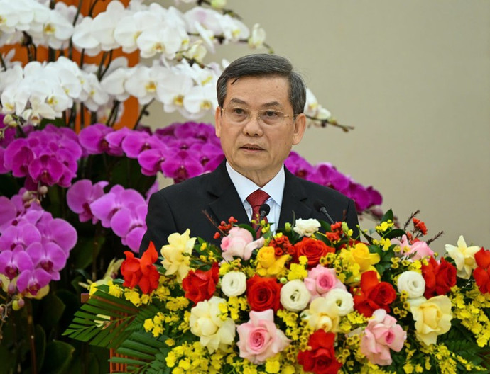 Trưởng Ban Nội chính Trung ương Lê Minh Trí phát biểu tại buổi lễ. (Ảnh: DUY LINH)