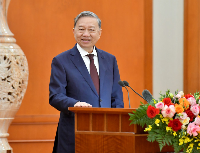 Tổng Bí thư Tô Lâm phát biểu kết luận hội nghị. (Ảnh: ĐĂNG KHOA)