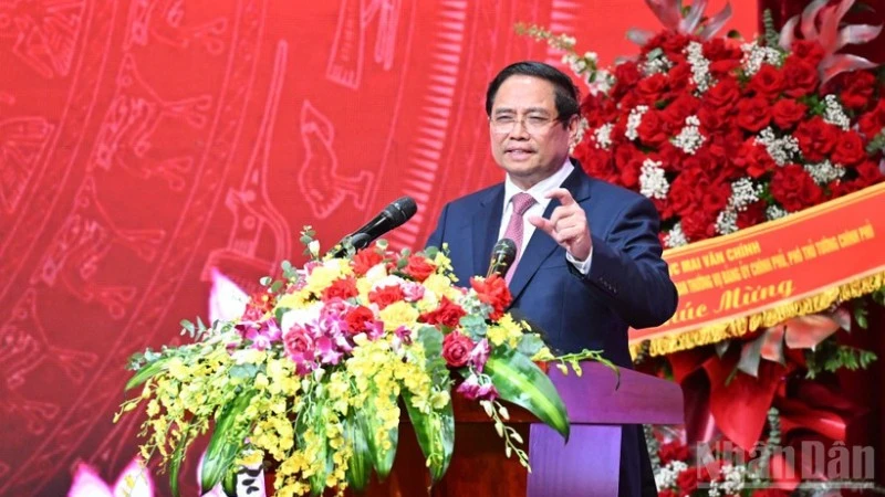 Bí thư Đảng ủy Chính phủ, Thủ tướng Chính phủ Phạm Minh Chính phát biểu ý kiến chỉ đạo Đại hội. (Ảnh: Trần Hải)