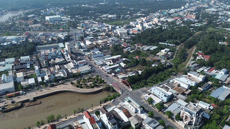 Xã Chợ Gạo nhìn từ trên cao.