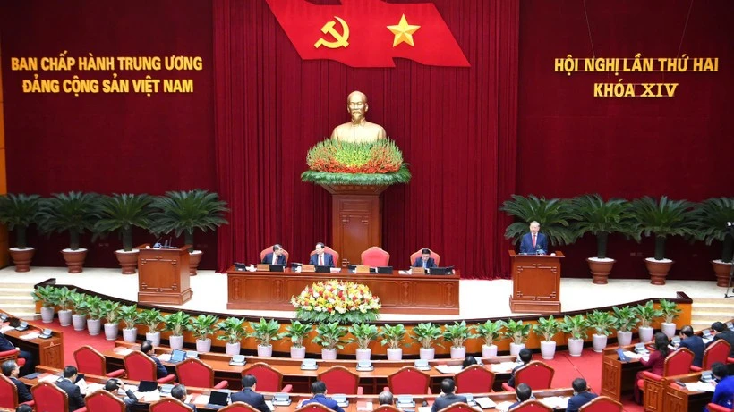 Hội nghị lần thứ hai Ban Chấp hành Trung ương Đảng khóa XIV. (Ảnh: ĐĂNG KHOA)