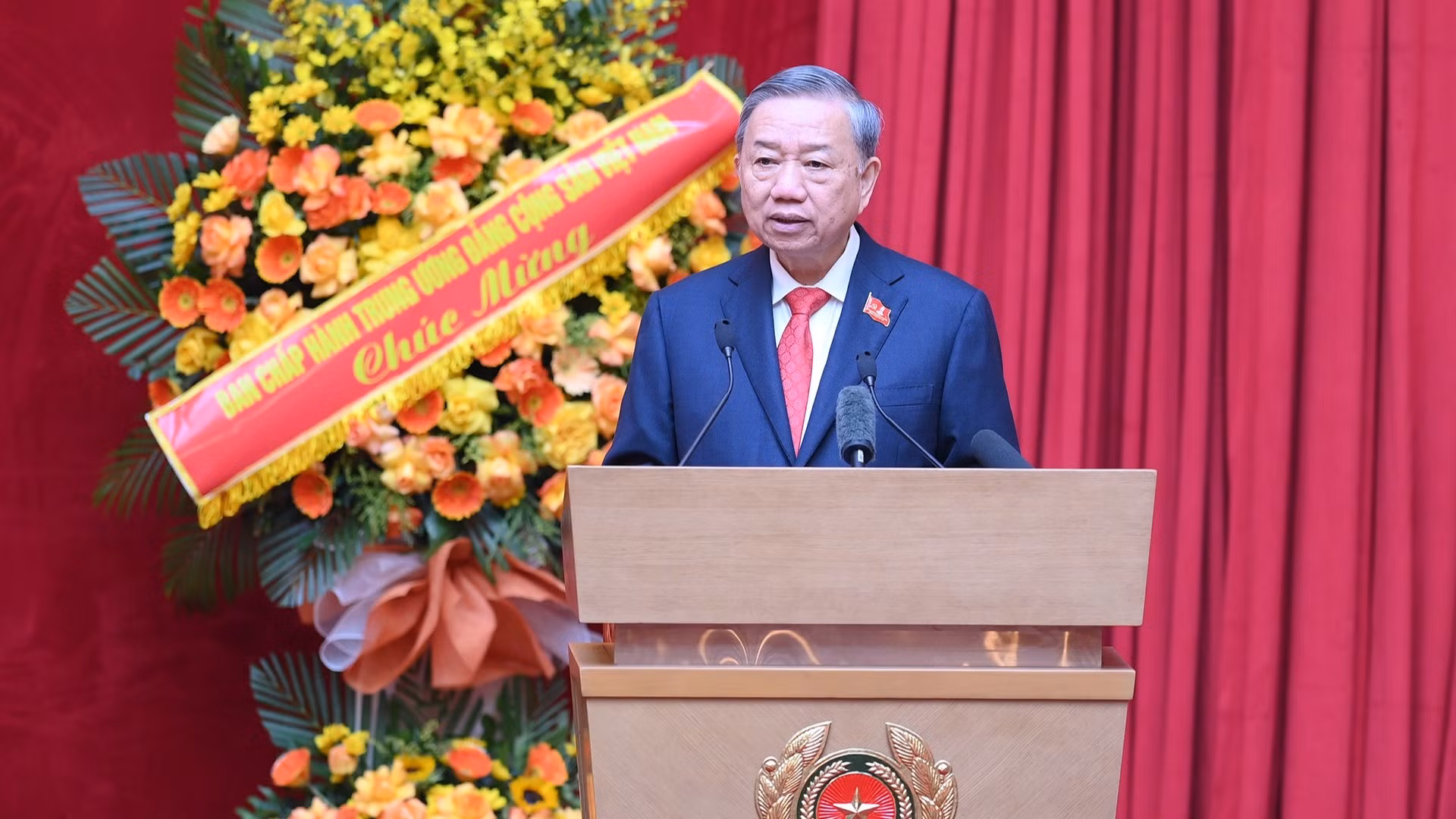 Tổng Bí thư Tô Lâm phát biểu chỉ đạo Đại hội đại biểu Đảng bộ Công an Trung ương lần thứ VIII, nhiệm kỳ 2025-2030. (Ảnh: ĐĂNG KHOA)