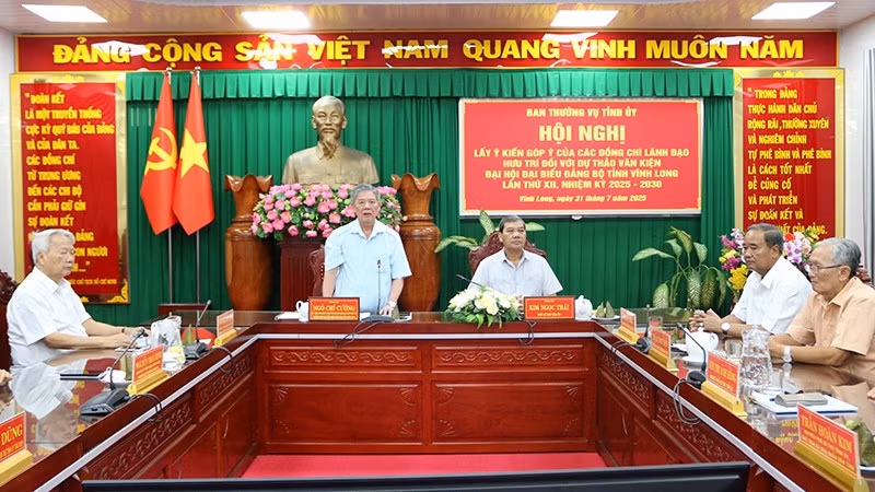 Hội nghị lấy ý kiến đóng góp dự thảo văn kiện Đại hội đại biểu Đảng bộ tỉnh Vĩnh Long lần thứ XII, nhiệm kỳ 2025-2030.