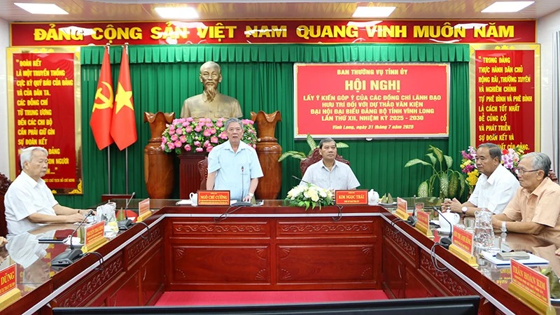 Hội nghị lấy ý kiến đóng góp dự thảo văn kiện Đại hội đại biểu Đảng bộ tỉnh Vĩnh Long lần thứ XII, nhiệm kỳ 2025-2030.