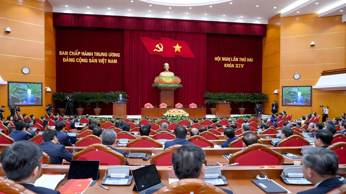 Phiên bế mạc Hội nghị Trung ương 2 khóa XIV, ngày 25/3/2026. (Ảnh: ĐĂNG KHOA)