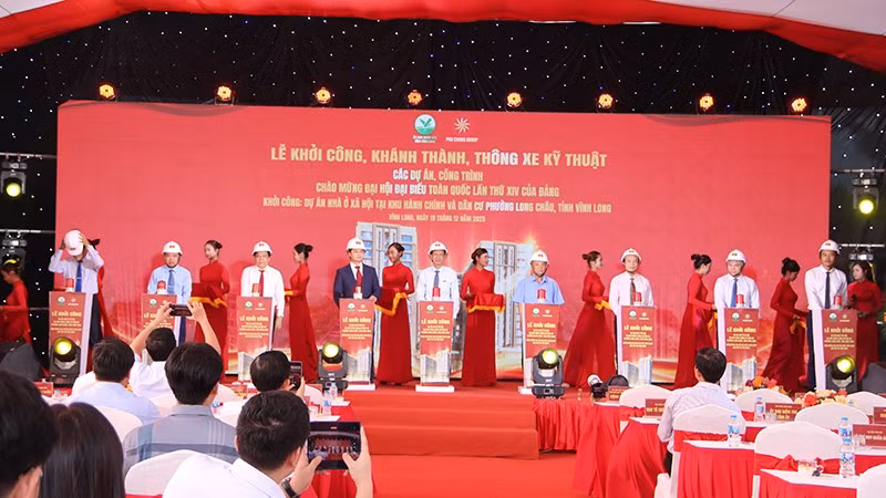 Khởi công dự án nhà ở xã hội tại khu hành chính và dân cư phường Long Châu, tỉnh Vĩnh Long.