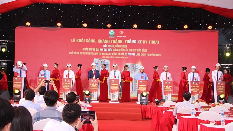 Khởi công dự án nhà ở xã hội tại khu hành chính và dân cư phường Long Châu, tỉnh Vĩnh Long.