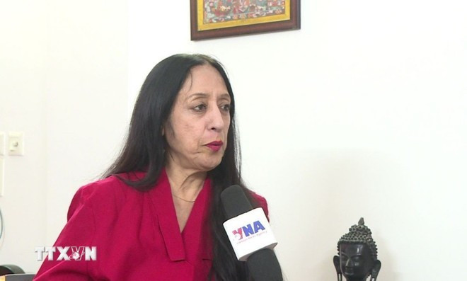 Giáo sư Reena Mahwar đến từ Đại học Delhi đồng thời là Tổng thư ký Hiệp hội các học giả châu Á. (Ảnh: Ngọc Thúy/TTXVN)