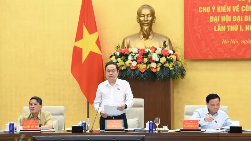 Chủ tịch Quốc hội Trần Thanh Mẫn phát biểu ý kiến tại cuộc họp. (Ảnh: DUY LINH)