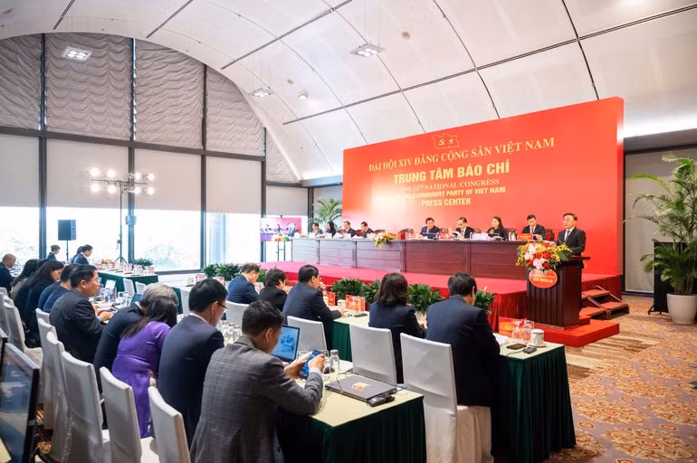 Quang cảnh họp báo quốc tế trước phiên khai mạc Đại hội XIV của Đảng ngày 14/1.