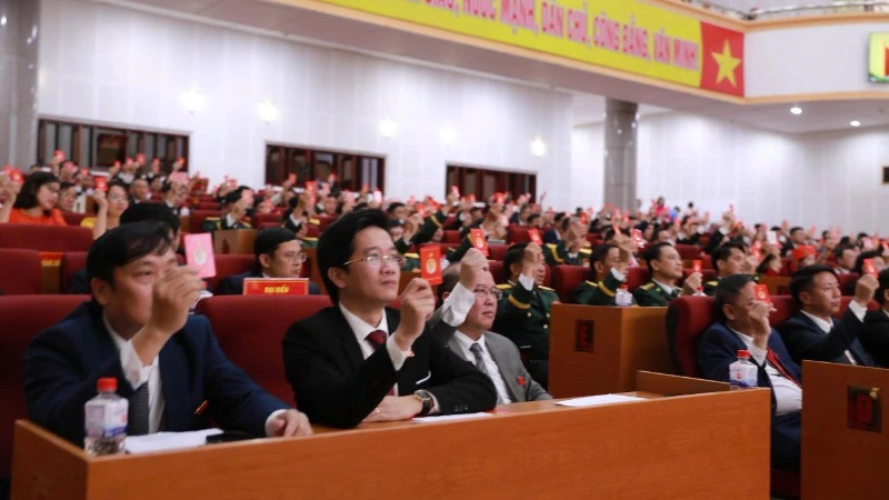 Các đại biểu biểu quyết thông qua Nghị quyết Đại hội.