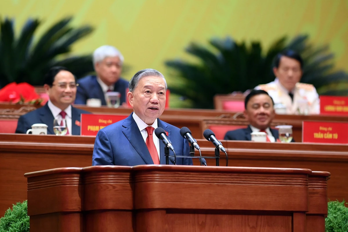 Tổng Bí thư Tô Lâm phát biểu tại phiên bế mạc Đại hội.