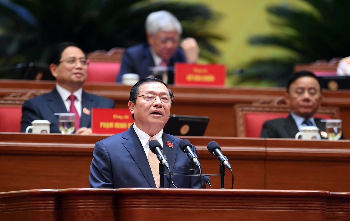 Đồng chí Lại Xuân Môn, Ủy viên Trung ương Đảng, Phó trưởng Ban Thường trực Ban Tuyên giáo và Dân vận Trung ương trình bày tham luận tại Đại hội.