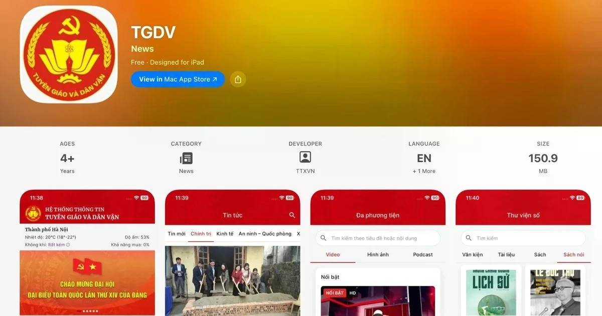 Ứng dụng Tuyên giáo và Dân vận - kênh thông tin chính thống của Đảng