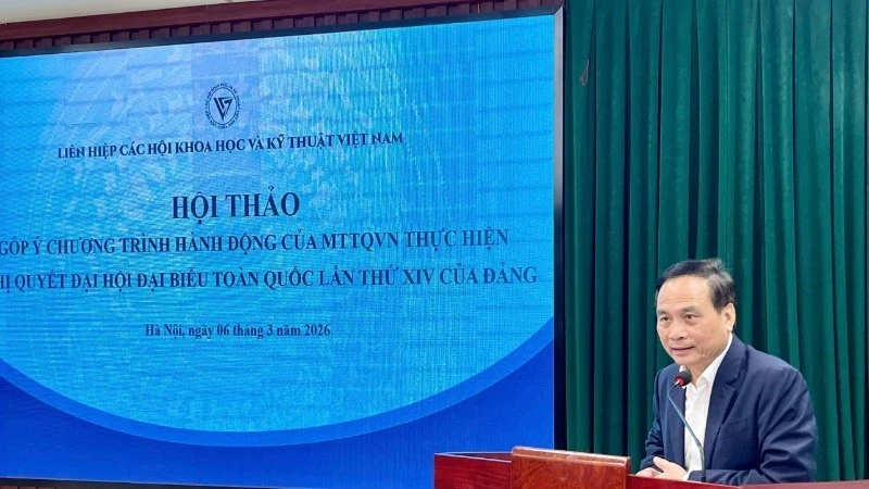 Ông Phạm Ngọc Linh, Phó Chủ tịch Liên hiệp Hội Việt Nam phát biểu tại Hội thảo. (Ảnh: BÍCH LIÊN)