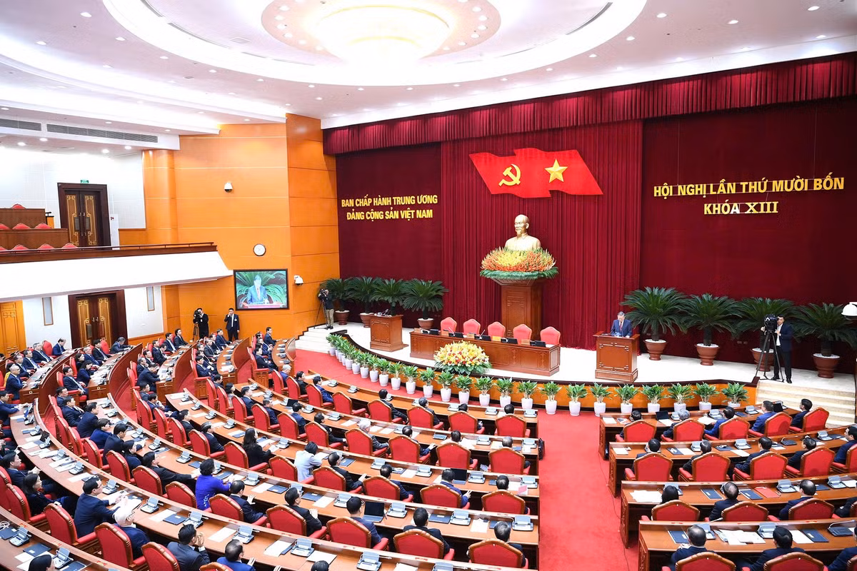 Phiên bế mạc Hội nghị lần thứ 14 Ban Chấp hành Trung ương Đảng khóa XIII. (Ảnh: ĐĂNG KHOA)