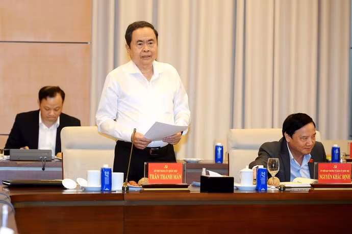Chủ tịch Quốc hội Trần Thanh Mẫn phát biểu tại hội nghị. (Ảnh: ĐĂNG KHOA)
