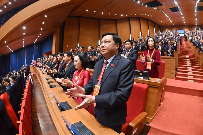 Các đại biểu tham dự phiên bế mạc Đại hội XIV của Đảng.