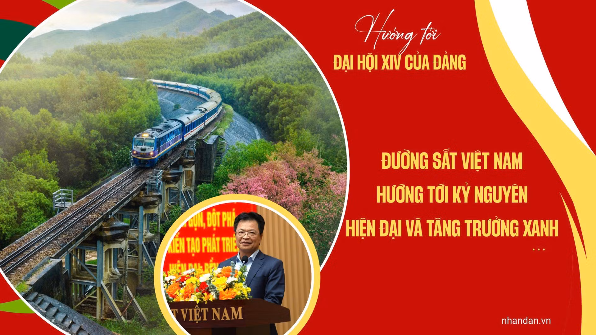 Hướng tới Đại hội đại biểu toàn quốc lần thứ XIV của Đảng, Đường sắt Việt Nam đang đứng trước “thời điểm vàng” với những dự án mang tầm vóc lịch sử, trong đó có đường sắt tốc độ cao bắc-nam và các tuyến kết nối liên vùng, liên vận quốc tế.