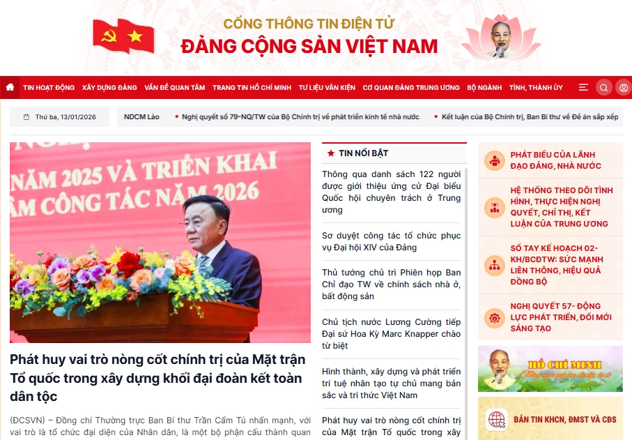 Ban Bí thư ban hành Quy chế quản lý và cung cấp thông tin trên Cổng thông tin điện tử Đảng Cộng sản Việt Nam
