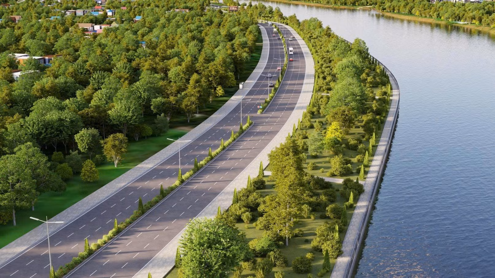 Phối cảnh đường ven sông Cái.