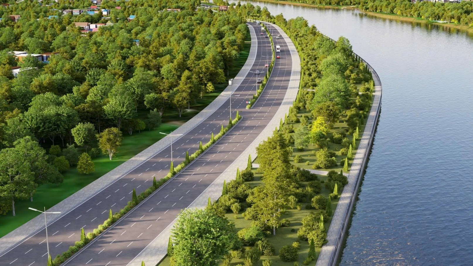 Phối cảnh đường ven sông Cái.