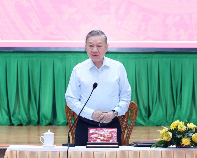 Tổng Bí thư Tô Lâm phát biểu chỉ đạo. (Ảnh: THỐNG NHẤT/TTXVN)