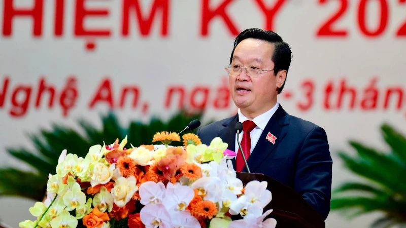 Bí thư Tỉnh ủy Nghệ An Nguyễn Đức Trung phát biểu khai mạc Đại hội.