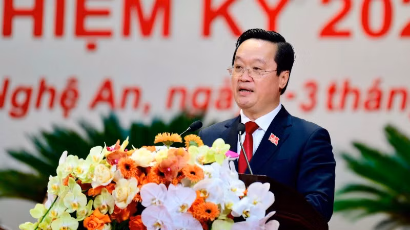 Bí thư Tỉnh ủy Nghệ An Nguyễn Đức Trung phát biểu khai mạc Đại hội.