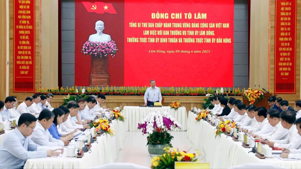 Tổng Bí thư Tô Lâm phát biểu tại buổi làm việc.