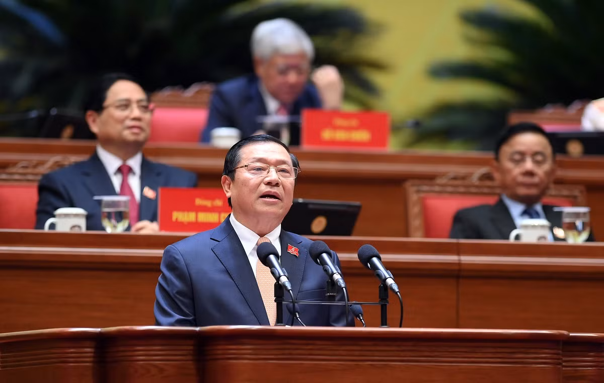 Đồng chí Lại Xuân Môn, Ủy viên Trung ương Đảng, Phó trưởng Ban Thường trực Ban Tuyên giáo và Dân vận Trung ương trình bày tham luận tại Đại hội.
