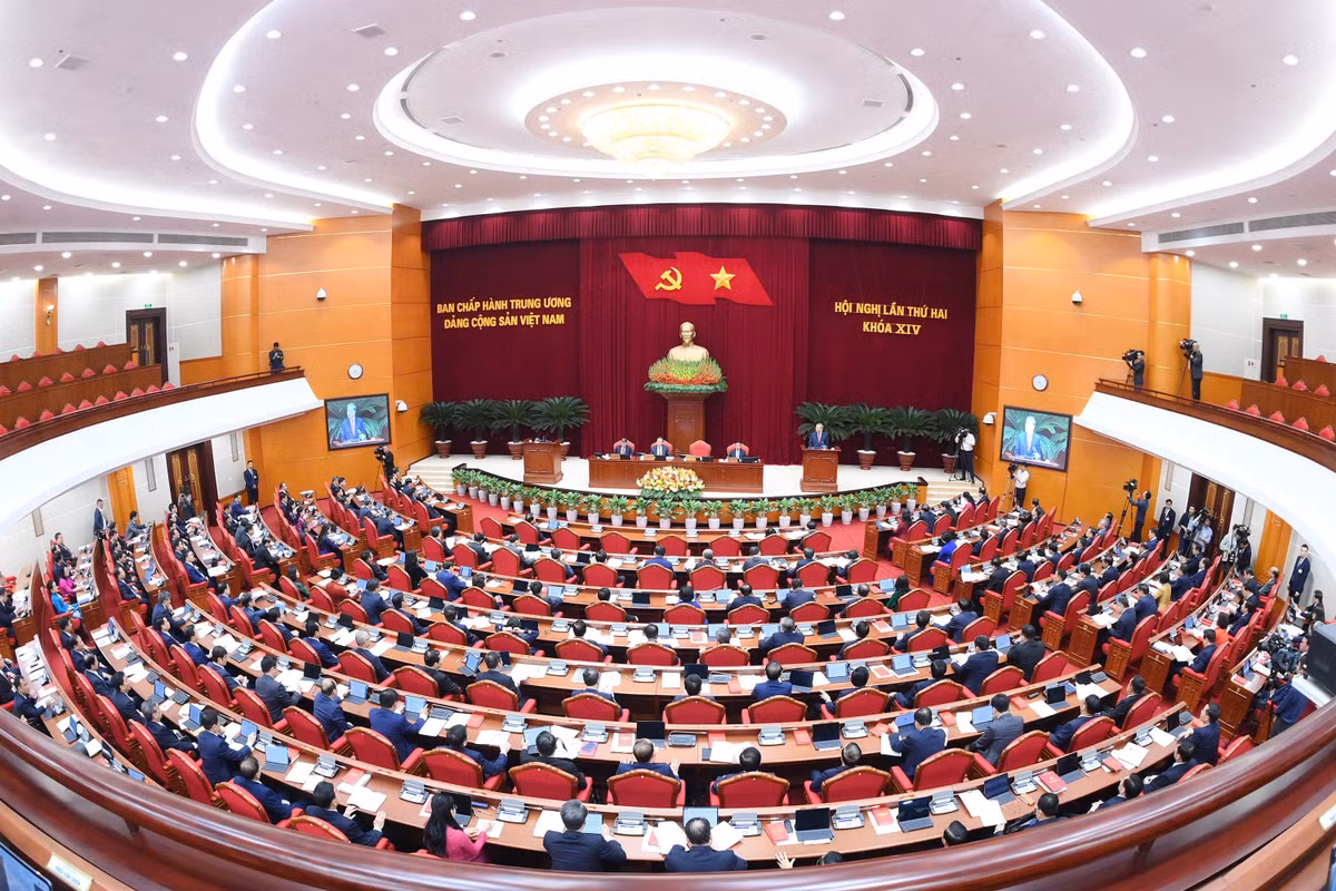 Khai mạc Hội nghị lần thứ 2 Ban Chấp hành Trung ương Đảng Cộng sản Việt Nam khóa XIV. (Ảnh ĐĂNG KHOA)