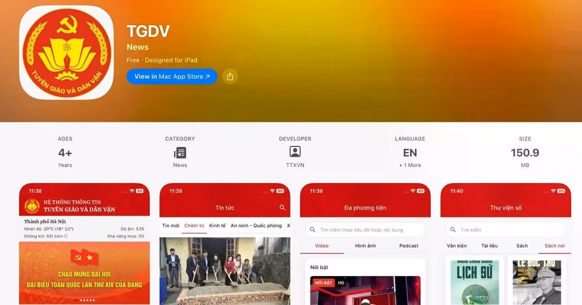 Ứng dụng Tuyên giáo và Dân vận - kênh thông tin chính thống của Đảng