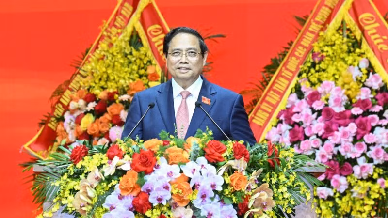 Thủ tướng Chính phủ Phạm Minh Chính phát biểu ý kiến bế mạc Đại hội đại biểu Đảng bộ Chính phủ lần thứ I, nhiệm kỳ 2025-2030. (Ảnh: TRẦN HẢI)